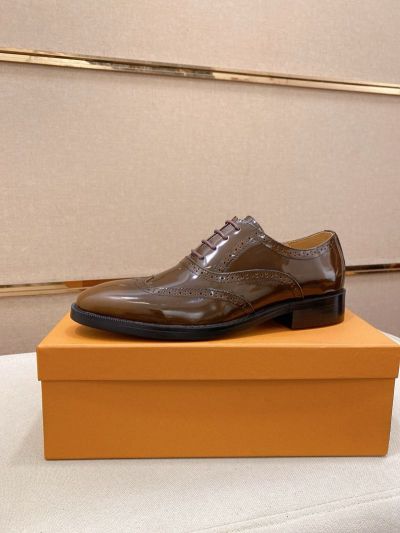 LV Brown calfskin Leather Shoes-LV Man Business Leather Shoes